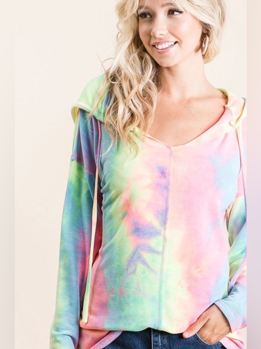 BiBi Tie Dye Terry Long Sleeve Hoodie - Picture 12 of 15